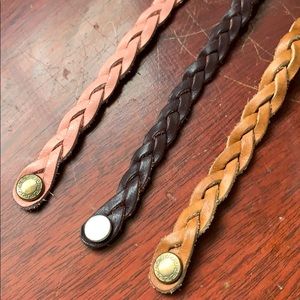 Braided Leather Bracelet Set   7 1/2 inches long
